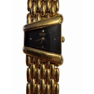 Vintage Seiko Rivoli Ladies Trapezoid Half Moon Watch - 4N00-5749 Gold Tone